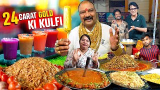 Sarafa Bazar Indore Night Food Market  Gold Man Ki Famous Gold Kulfi  Indore Veg Street Food [upl. by Elisa]