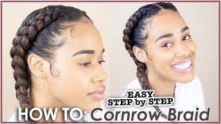 How to Dutch BraidCornrow Natural Hair  Dutch Braids [upl. by Atekal]