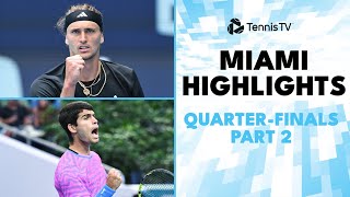 Alcaraz Faces Dimitrov Zverev amp Marozsan Clash  Miami 2024 QuarterFinal Highlights [upl. by Auohs679]