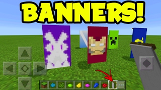 Minecraft Pocket Edition MAKE CUSTOM BANNERS Banners Addon Pack [upl. by Jain]