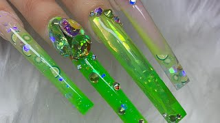 Watch me work  Encapsulated Polygel Nails  Fruit Nails 💅 l🍋 🥝 [upl. by Annawot]