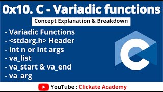 Variadic Functions in C Programming  0x10 C  Variadic functions [upl. by Lucina799]