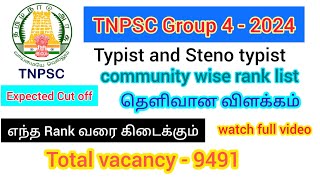 TNPSC Group 4 2024 Typist amp Steno Typist expected communal rank group4cutoff group42024 [upl. by Gnen]