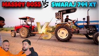 Massey 8055👑vs swaraj 744 XT  Massey 7250 VS Swaraj 744 XT  maha mukabla video 💪🏻😩😎…massey8055 [upl. by Ieso983]