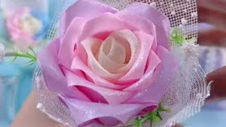 DIY Satin Ribbon flowers  How to make ribbon rose  Ribbon decoration ideas 0629 [upl. by Joachim]