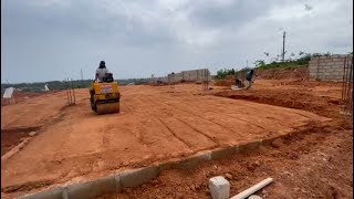 Back Filling Foundation Watering amp Compacting Works Ongoing  Building In Ghana 🇬🇭 Elmina [upl. by Tibold]