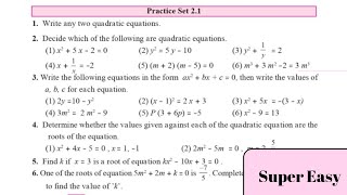 Class 10 Practice set 21  Chapter 2 Quadratic Equations  SSC 10th Maths [upl. by Einiar]