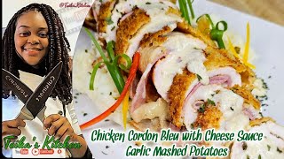 Chicken Cordon Bleu with Cheese Sauce  Garlic Mashed Potatoes  Teikas Kitchen trending [upl. by Egiaf845]