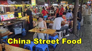 Chinese Street Food Tour  China nightlife street walk to Yantian Food Street Xixiang Shenzhen [upl. by Ursal]