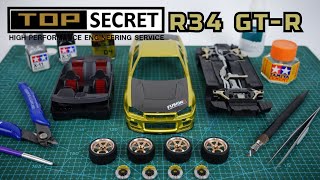 Top Secret Skyline R34 GTR Model Car Build step by step Part 12 [upl. by Irme]