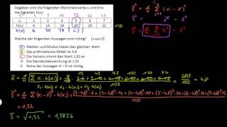 Streuungsmaße 5 neu  Alternative Formel zum Ausrechnen der Varianz Verschiebungssatz [upl. by Aires]