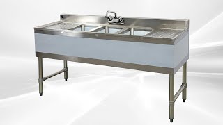 60 INCHES 60′′3 Bowl Under Bar Sink with Drainboard and Faucet UNDERBAR BS3T101410 13LR [upl. by Nanor]