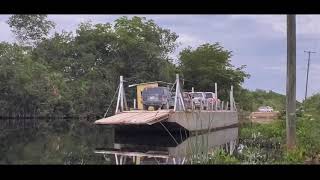 Car ferry crossing the New River Northern Belize on the way to Sarteneja Belize [upl. by Noeruat843]