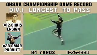 WGH Classic Moments  OHSAA Championship Game Record  Div1 Longest TD Pass  1990 84 yrds [upl. by Selia694]