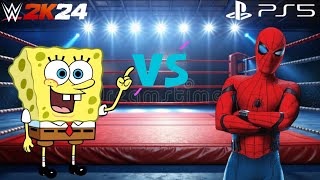 شاهد اقوى معركة سبايدرمان VS سبونج بوب مصارعة WWE 2K24  بلايستيشن 5 [upl. by Nneb830]