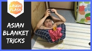 Asian Guy Does Blanket Tricks 😅 With Fidget Spinner Tea Spoons Meme [upl. by Lerud581]