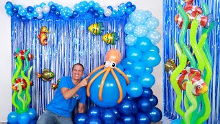 FONDO DEL MAR 🐟SUPER FACIL decoraciones para cumpleaños  como hacer un arco de globos gustavo gg [upl. by William594]