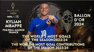 BALLON DOR 2024  KYLIAN MBAPPE THE WORLDS TOPSCORER OF THE SEASON 202324  WHAT RANK [upl. by Seldan]