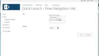 How to Add an Item to the SharePoint 2013 Quick Launch Bar  SharePoint 2013 Tutorials [upl. by Yulma]