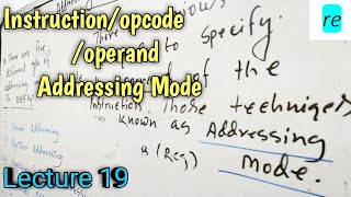 Instructionopcodeoperand and Addressing modepart 19 [upl. by Shaylah739]