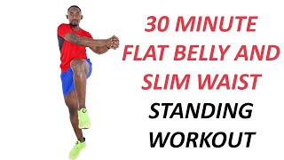 30 MINUTE FLAT BELLY AND SLIM WAIST CARDIO WORKOUT  All Standing Exercises [upl. by Fosque]