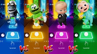 Crazy Frog🆚Gummibär🆚Boss Baby🆚Cocomelon  Tiles Hop EDM Rush Gameplay [upl. by Dimitris]