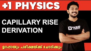 Plus One Model Exam  Physics  Capillary Rise Height Derivation  Exam Winner [upl. by Harte]