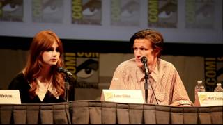 Matt Smith hides in Karen Gillans trailer to scare her  ComicCon Doctor Who Panel 2011 [upl. by Ihcehcu]