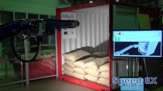 RobLog Industrial MS4 Trailer featuring the Needle Chain Gripping Unit Unloading Coffee Sacks [upl. by Azriel]