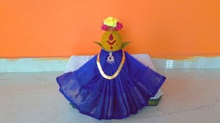 Simple and Easy kalasam Decoration with Blouse  Blouse piece draping [upl. by Inoy]