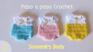 Souvenir body enterito tejido a crochet ganchillo Baby Shower bautismos Cumpleaños Parte 2 [upl. by Torbert]