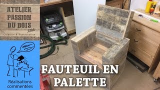 REALISER UN SALON DE JARDIN EN PALETTE  UN FAUTEUIL [upl. by Dinny]