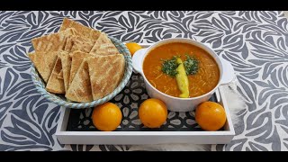 شربة عدس بالخبز التقليدي الكسرة soupe de lentille avec pain traditionnel algérien Kesra [upl. by Aroc]