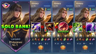 LANCELOT BEST FULL DAMAGE BUILD FOR SOLO RANKED GAME 2024 AUTO WINSTREAKMobile legends [upl. by Kiki]