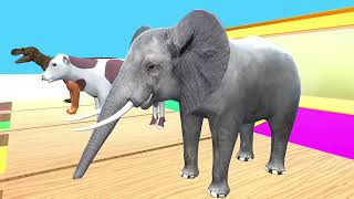 Paint amp Animals 5 Gaint Duck ElephantCowsTigerDinosaur Donkey Fountain Transfiguration [upl. by Adnalu]