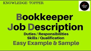 Bookkeeper Job Description  Bookkeeper Duties and Responsibilities  Bookkeeper Daily Task Resume [upl. by Macnair917]