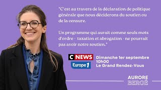 Le Grand Rendez Vous  Europe 1CNEWS  Aurore Bergé  1 septembre 2024 [upl. by Moyers]