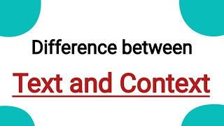 Difference between Text and Context  Text vs Context  Discourse Studies learnenglishliterature [upl. by Nahtanaj]