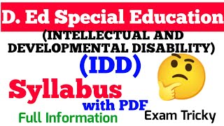 DEd SE IDD SYLLABUS  DEd special education syllabus  Special Education Syllabus [upl. by Gariepy]