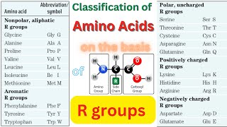 Classification of amino acids on the basis of R group  Easy explanation  Biochemistry  By Khusbu [upl. by Mae]