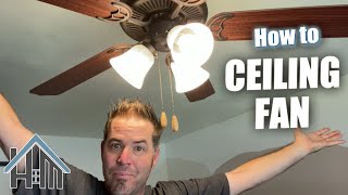 Howto Easy fan install install 52quot ceiling fan with light kit [upl. by Nodababus346]