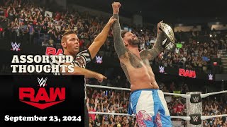 YesAnd New Assorted Thoughts on WWE RAW September 23 2024 [upl. by Aloz]