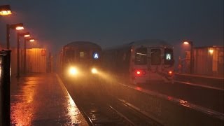 ᴴᴰ Special R68a A Train meets R46 A train during a severe Micro burst [upl. by Earal539]