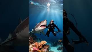 Scuba diver vs Sharkshark aquariumfish oceanicspectacle ocean [upl. by Aittam]