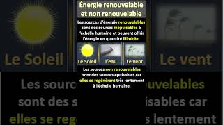 Les sources dénergie renouvelable et les sources dénergie non renouvelable [upl. by Iruahs]