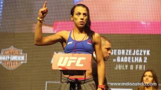 TUF 23 Finale Joanna Jedrzejczyk vs Claudia Gadelha Weigh In [upl. by Bobseine]