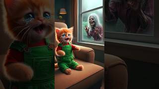 Cute Cat And Zombie Story 🧟‍♀️💥 cat aicat cute cataicatstory aicatstories shorts kitten [upl. by Gipson]