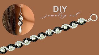 jewelry making tutorial Elegant design Beaded bracelet Beaded earrings [upl. by Duster]