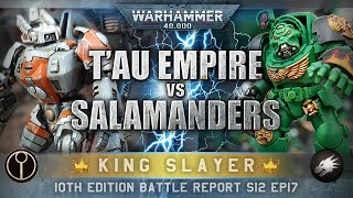 Salamanders Space Marines vs Tau Empire Warhammer 40K 10th Edition Battle Report 2000pts [upl. by Arten969]