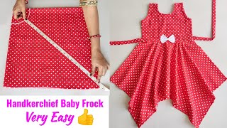 Handkerchief Baby Frock Cutting And Stitching Step by step Very Easy [upl. by Lovato819]